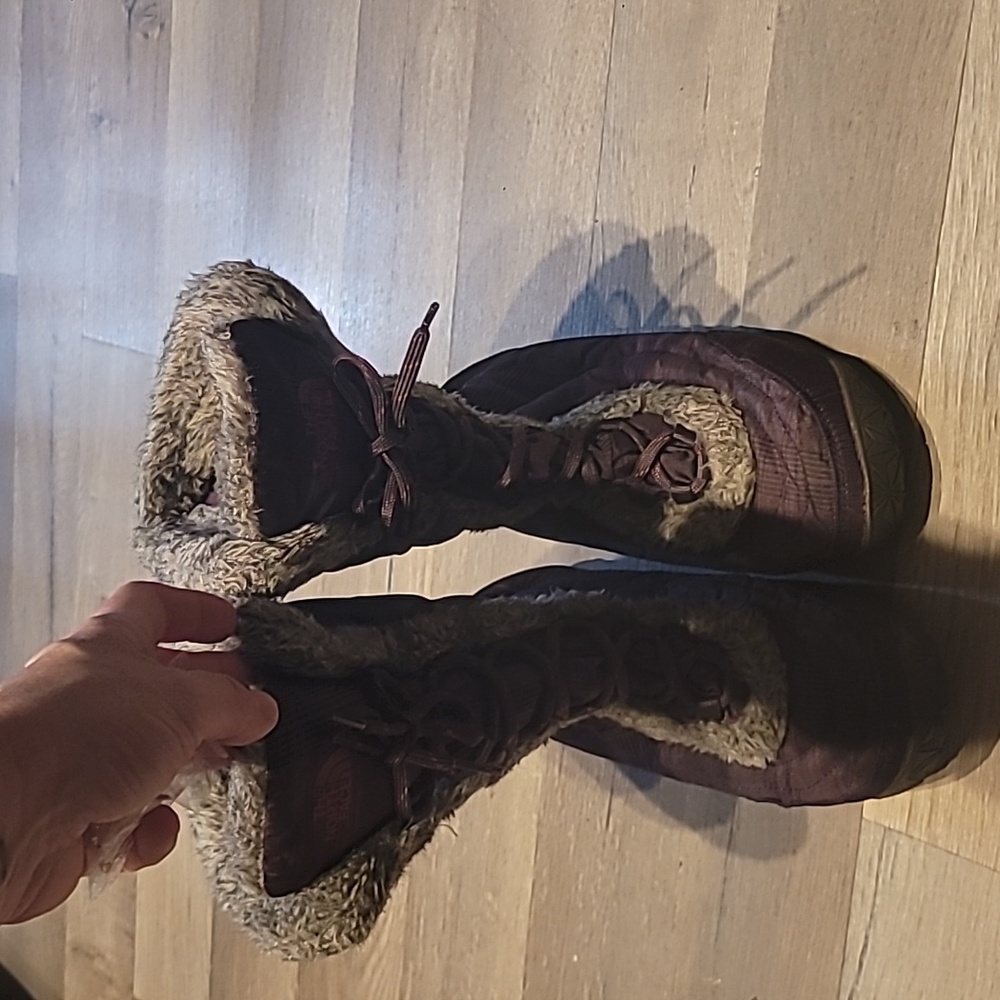 The North Face Boots Goose Down Puffer Nuptse Fur IV Snow Ski Size 8 Purple/pink - Picture 3 of 11
